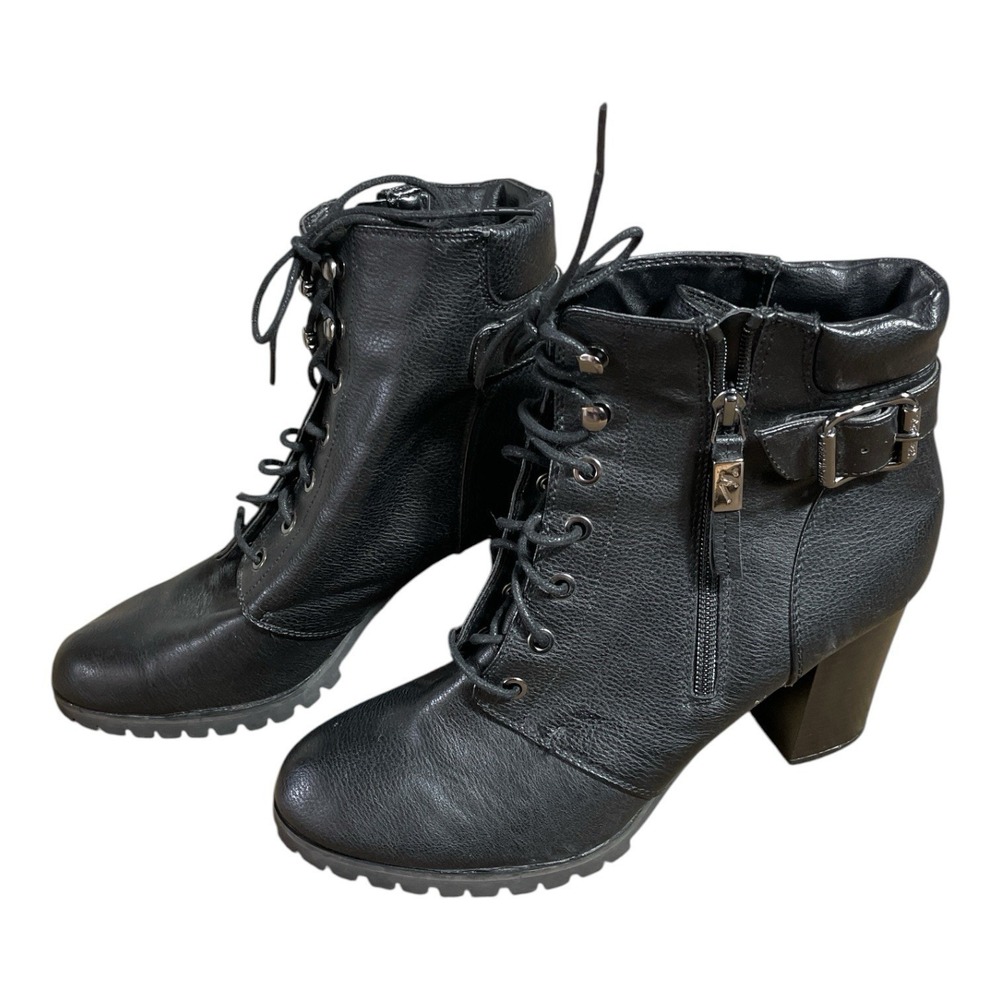 Vera Wang Heeled Combat‎ Moto Goth Chic Lug Sole10M Edgy Utilitarian